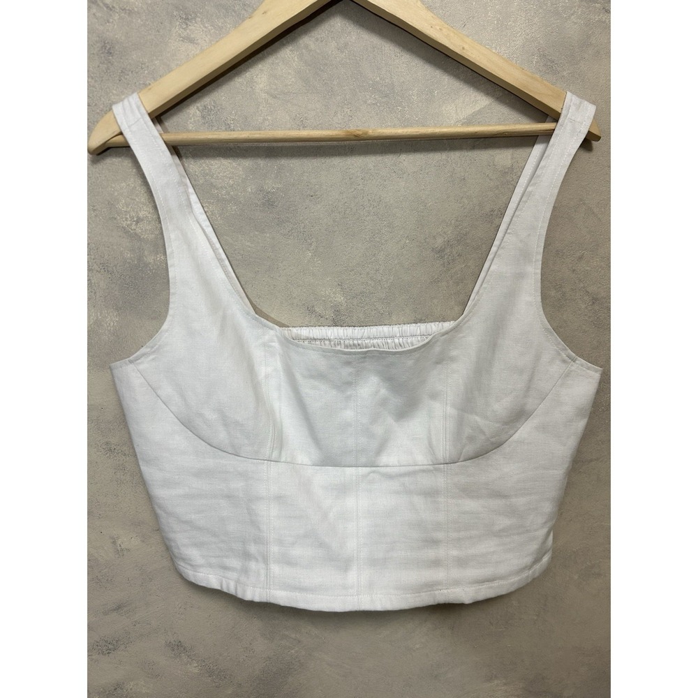 Banana Republic Bustier Top Women's Size 12 Linen Blend White Boho Festival